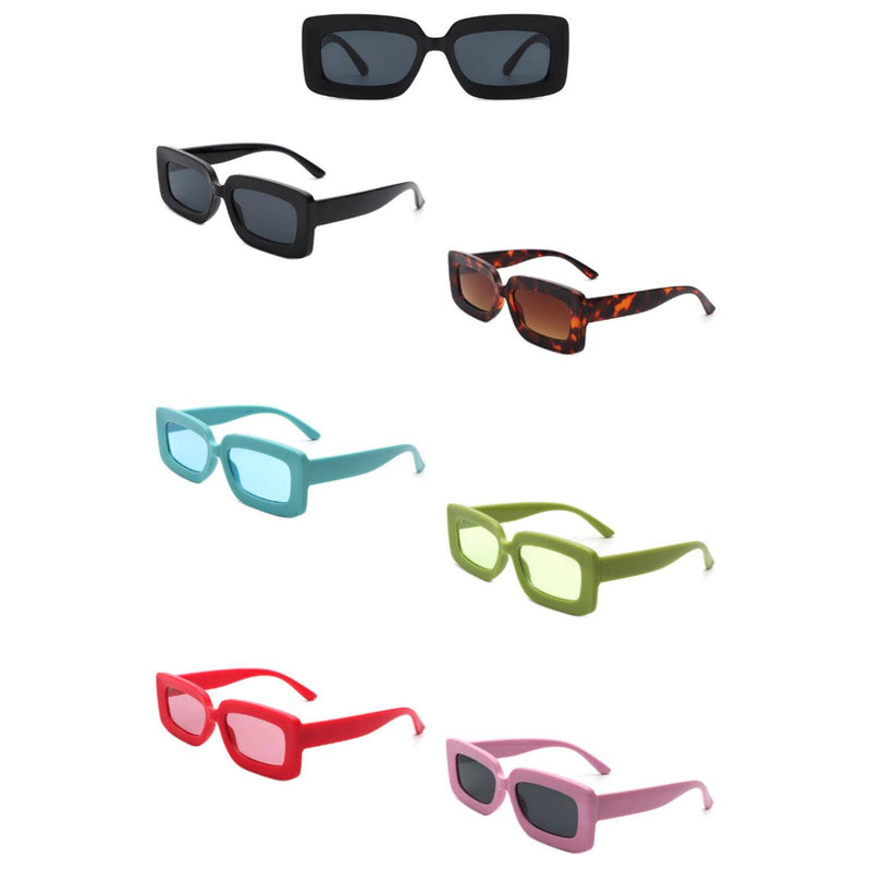 Rectangle Flat Lens Fashion Tinted Square Sunglasses