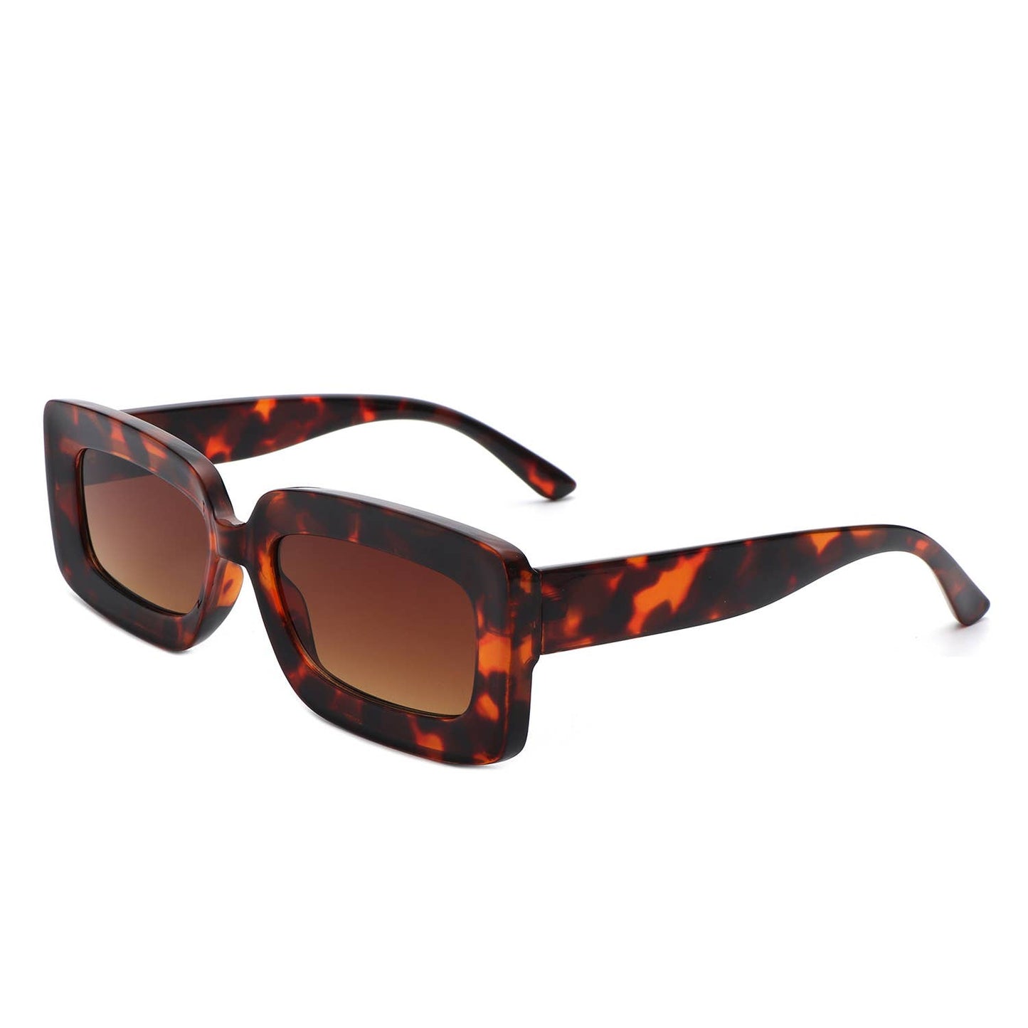 Rectangle Flat Lens Fashion Tinted Square Sunglasses