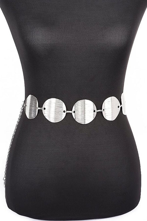 Satin Textured Disk Chain Belt