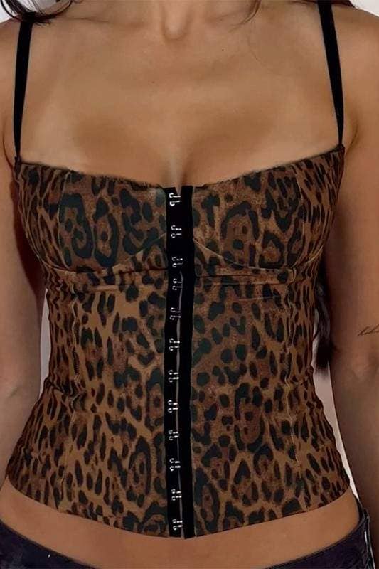 Leopard print corset cami top