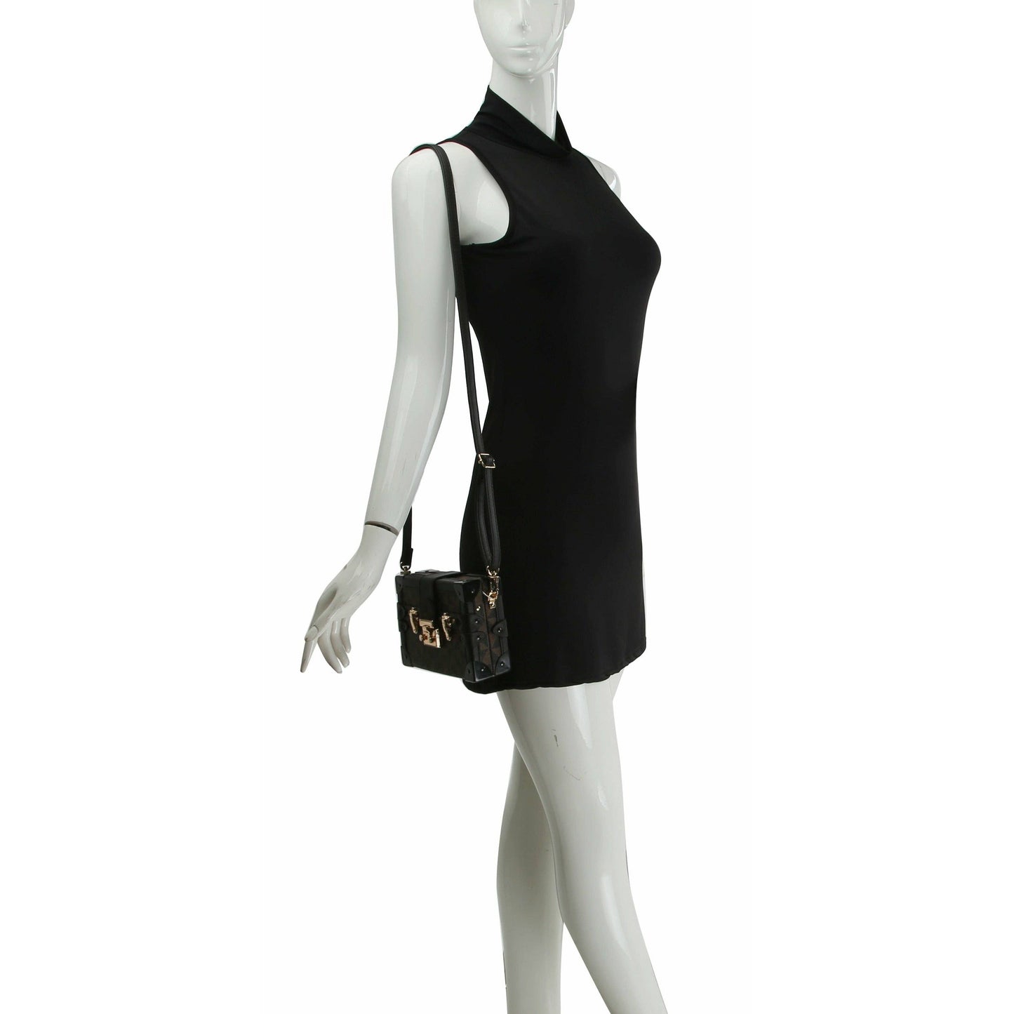 FASHIONABLE DIAMOND BOX LOCK CROSSBODY BAG