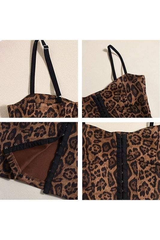 Leopard print corset cami top