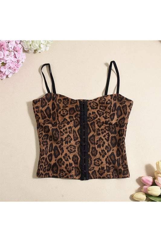 Leopard print corset cami top