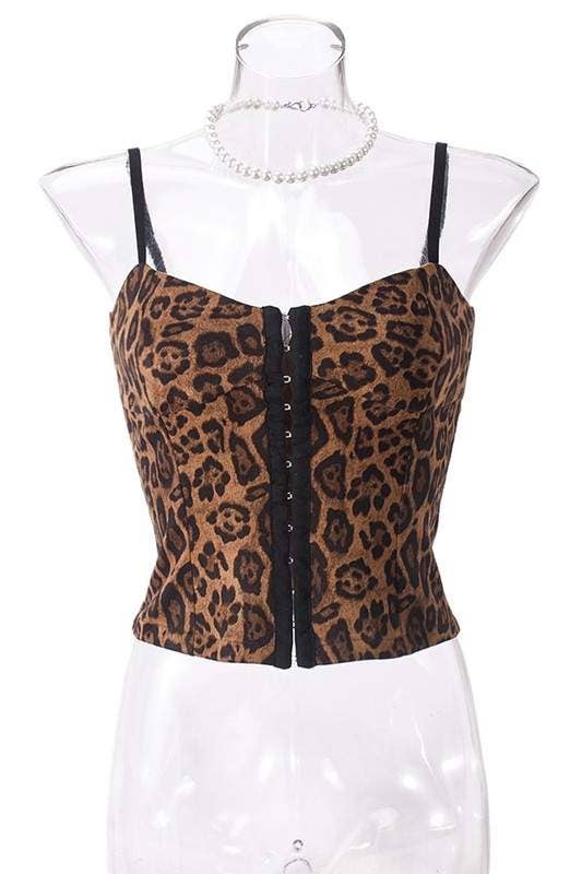 Leopard print corset cami top