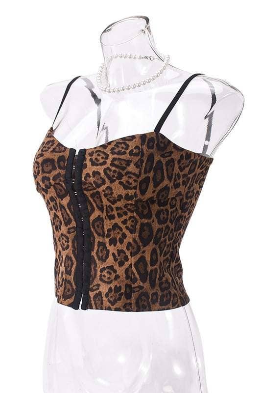 Leopard print corset cami top