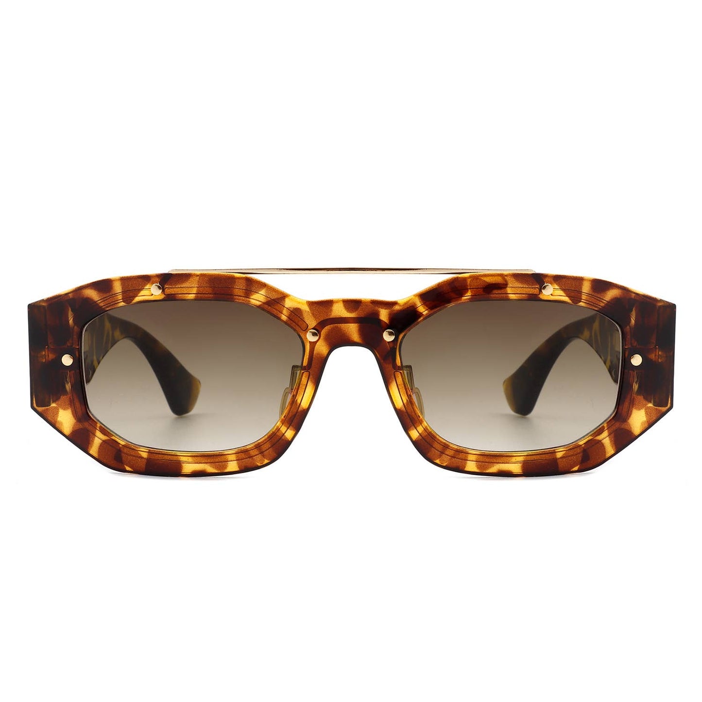 Geometric Retro Irregular Brow-Bar Square Fashion Sunglasses