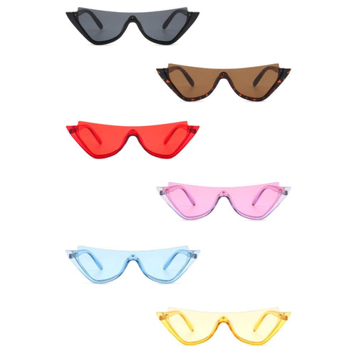 Retro Half Frame Flat Top Fashion Cat Eye Sunglasses