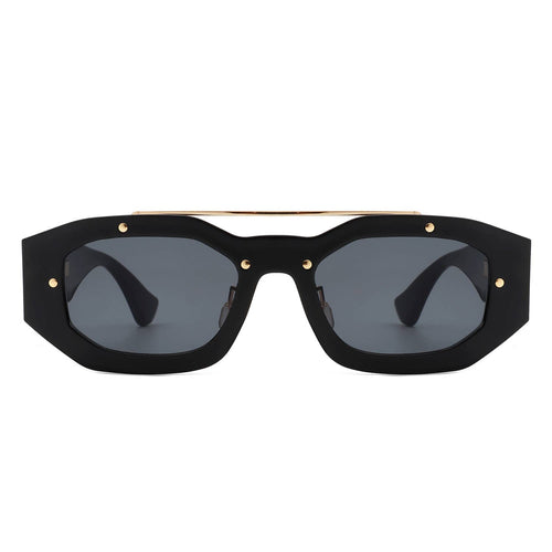 Geometric Retro Irregular Brow-Bar Square Fashion Sunglasses