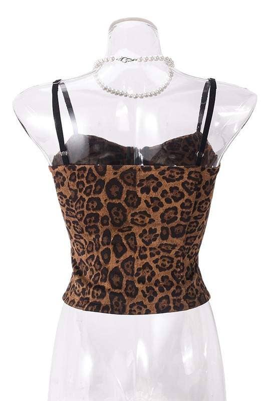Leopard print corset cami top